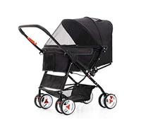 4 Wheel Dog Strollers for Medium Small Dogs Clearance, Cat/Dog Stroller Cheap Easy One-hand Fold, Reversible Push Handle Pet Stroller Puppy & Kitten Carrier Extended Cockpit 25in(Black)