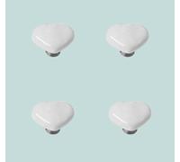 4 White porcelain heart shaped Credenza Pomelli Porta Chrome Base 35mm/50mm