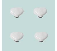4 White porcelain heart shaped Credenza Pomelli Porta Chrome Base 35mm/50mm