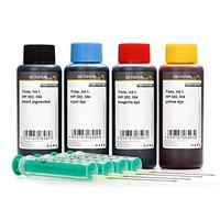 4 x 100 ml di inchiostro della stampante compatibile con HP 302, HP 304 cartucce di inchiostro nero, ciano, magenta, giallo, set completo di inchiostro di ricarica e siringhe di ricarica