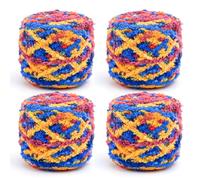 4 x 100g Filato di Lana per Maglieria Cotone per Uncinetto,Multicolore Velluto Corallo Lana Gomitoli Offerta,Gomitolo di Lana Morbido Grosso Filato per Progetti di Filati Bricolage Maglioni Scarpe
