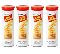 4 x 100g San Carlo Chips Dore' Gusto Classico, Maxitubo Patatine Ondulate Croccanti in Tubo.