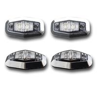 4 X 12V 2 LED SMD Bianco Indicatore Laterale Luci Rimovibile Cromo Lunetta Truck