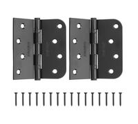 4 x 4" Cerniere per Porta, Quadrate con Raggio 5/8" e 8 Fori (2 Pz Nero Opaco)