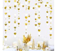 4 x 4 m di carta riutilizzabile a forma di cuore bianco oro - double face effetto metallizzato carta decorazione per fidanzamento decorazione di matrimonio, compleanno, decorazione per feste