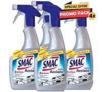 4 x 520 ml Smac Brilla Acciaio Detergente Spray Azione Anticalcare e Lucidante