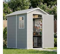 4 x 6 FT in plastica con fondo, 173 x 131 x 200 cm, resistente alle intemperie, casetta da giardino con porta, finestra e ventilazione, ideale per cortile, terrazza e prato, per attrezzi da giardino e