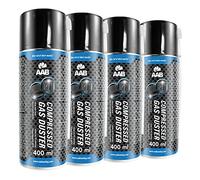 4 x AAB Bomboletta d’Aria Compressa 400ml per Pulire PC, Tastiera, Stampanti, Televisioni, Fotocamere, Spray Contatti, Pulizia Difficile da Raggiungere Aree, Con Tubo di Estensione, Compressed Air