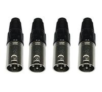 4 x Accu XLR 3-Pin 3P Maschio Microfono DMX Connettore Plug Argento Audio Audio