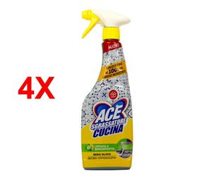 4 X Ace Spray Sgrassatore Cucina Limone E Bergamotto 600 Ml