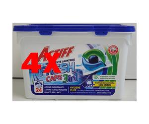 4 X ACTIFF Detersivo 3 in 1 per Lavatrice Fresh 24 Capsule