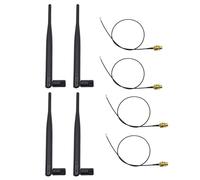 4 x Antenna WiFi RP-SMA Dual Band 6DBi 2,4GHz 5GHz + Cavo U.Fl/IPEX da 35 cm