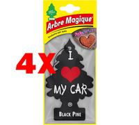 4 X Arbre Magique Classic Profumo per Auto Pino Nero