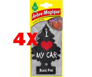 4 X Arbre Magique Classic Profumo per Auto Pino Nero
