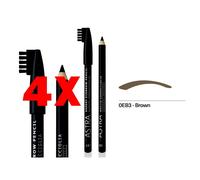 4 X ASTRA Matita per Sopracciglia Expert Eyebrow Pencil 0EB3 Brown