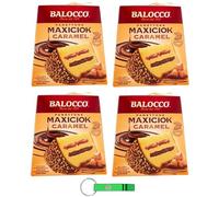4 X Balocco Panettone Maxiciok Caramello - Dolce Natale tradizionale - Torta di Natale con crema di caramello salata 800 g + portachiavi Beni Culinari