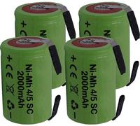 4 X Batteria ricaricabile NiMh 4/5 SC 1,2V 2000mAh 22x33mm subC a saldare