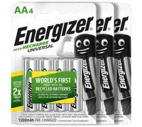 Energizer Batterie Ricaricabili AA, Recharge Universal, Confezione da 4, Argento