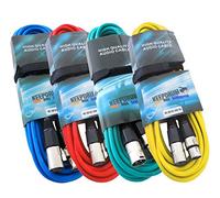 4 x Cavo microfono KEEPDRUM Set 10 m XLR 4 colori rosso blu verde giallo