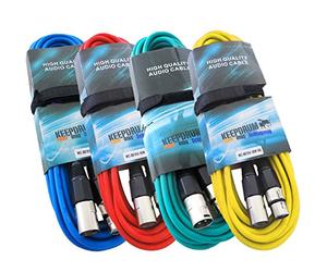 4 x Cavo microfono KEEPDRUM Set 10 m XLR 4 colori rosso blu verde giallo