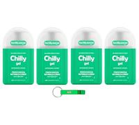 4 x Chilly detergente intimo gel fresco - freschezza naturale di lunga durata - con mentolo naturale 200 ml + portachiavi Beni Culinari
