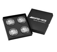 4 X Coprimozzo Originale Mercedes-Benz AMG Nero Stemma Affalterbach In Alluminio