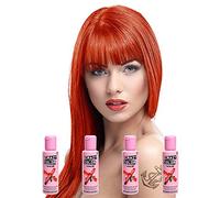 4 x Crazy Color Semi Permanent Hair Colour Dyes by Renbow 100ml Coral Red 57
