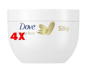 4 X Dove Crema Corpo Silky Vaso 300 Ml Body Love