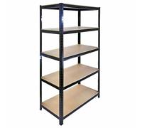 4 X EAZILIFE 1.8m Alto Nero 5 Tier Resistente senza Bulloni Metallo Scaffalatura