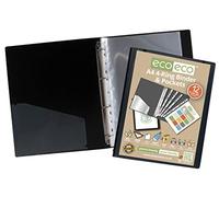 4 x Eco-Eco A4 65% Riciclato Forte Nero Presentazione Faldone + 12 Gratis Bustine
