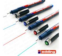 4 X Edding 1800 Disegno Penna Pigmento Liner Fineliner 0.5mm Nero, Blu, Rosso,