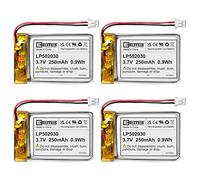 4 X EEMB 3.7V Li-ion 502030 250mAh Lipo Batteria ricaricabile ai polimeri di litio con connettore JST-Fai una polarità sicura del dispositivo corrispondente con la batteria prima dell'acquisto !!!