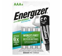 4 X ENERGIZER Batterie Ricaricabili AAA Accu Recharge Extreme NiMH 800mAh HR03