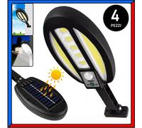 4 x Faro Lampione Stradale Lampada Pannello Solare Crepuscolare 95 LED Giardino [EEK: A]