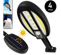 4 x Faro Lampione Stradale Pannello Solare Crepuscolare 95 Luci LED da Giardino