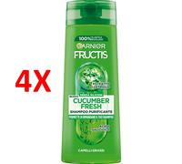 4 X Fructis Shampoo Purificante Cucumber Fresh - Per Capelli Grassi Con Etratto