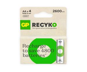 4 X GP AA ReCyko Batterie Ricaricabili 2600mAh NiMH 1.2V Confezione Di 4