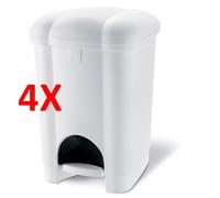 4 X La Piacentina Pattumiera A Pedale "carolina" Lt. 6 Bianco