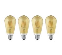 4 X LED Smart + Filamento Edison ST64 6W=53W E27 Oro 680lm Extra Bianco Caldo [EEK: E]
