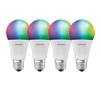 4 X LED Smart + Pera 9W=60W E27 Opaco 806lm RGBW 2700K-6500K Dimmbar Bluetooth [EEK: F]