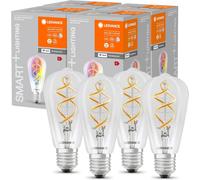4 X Ledvance LED Smart + Filamento Edison ST64 4,5W =3 0W E27 Chiaro Dimmbar App