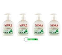 4 X NIDRA Saponelatte con Estratto di Salvia - Sapone liquido con estratto di salvia - Ideale per mani e viso 300 ml + portachiavi Beni Culinari