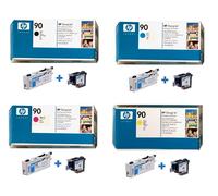 4 X Originale HP Pulsanti Designjet 4000 4500 4520 Ps / N.90 C5054A -C5057A