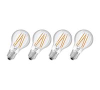 4 X Osram LED Filamento A60 Pera 7,3W=60W E27 Trasparente Bianco Caldo [EEK: E]