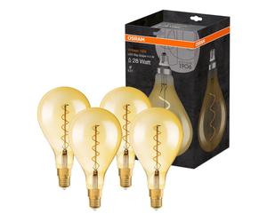 4 X Osram Vintage 1906 LED Spirale Filamento Pera A160 5W E27 Oro Extra [EEK: G]