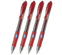 4 X Penne A Gel Pilot G-2+ 0.5mm Rosse A Scatto Ricaricabile Antisbavature_
