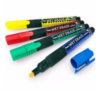 4 X Pentel Bagnato Cancella Gesso Evidenziatore - Scalpello Punta - Blu, Verde,