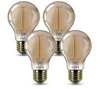 4 X Philips LED Filamento Forma A60 8W = 50W E27 Oro Extra Caldo DIMMBAR
