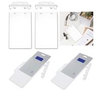 4 x porta badge con serratura per carta d'identità meno frequentemente utilizzata, custodia verticale in plastica rigida trasparente per passaporti, carte di accesso, carte d'identità, carte