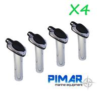 4 X PORTACANNE INCASSO INOX PER BARCA INCLINATO TAPPO NERO - 4 PEZZI